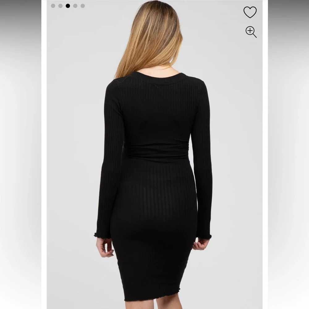 Pinkblush Black Ribbed Maternity Dress - Picture 3 of 6